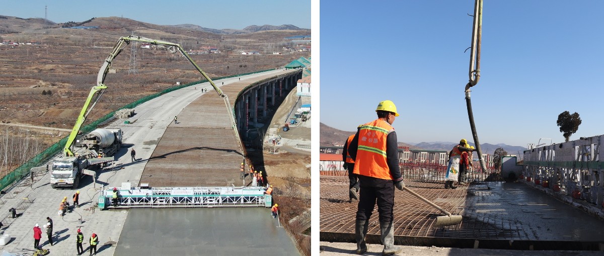 臨臨高速六標(biāo)橋面鋪裝首件澆筑圓滿完成