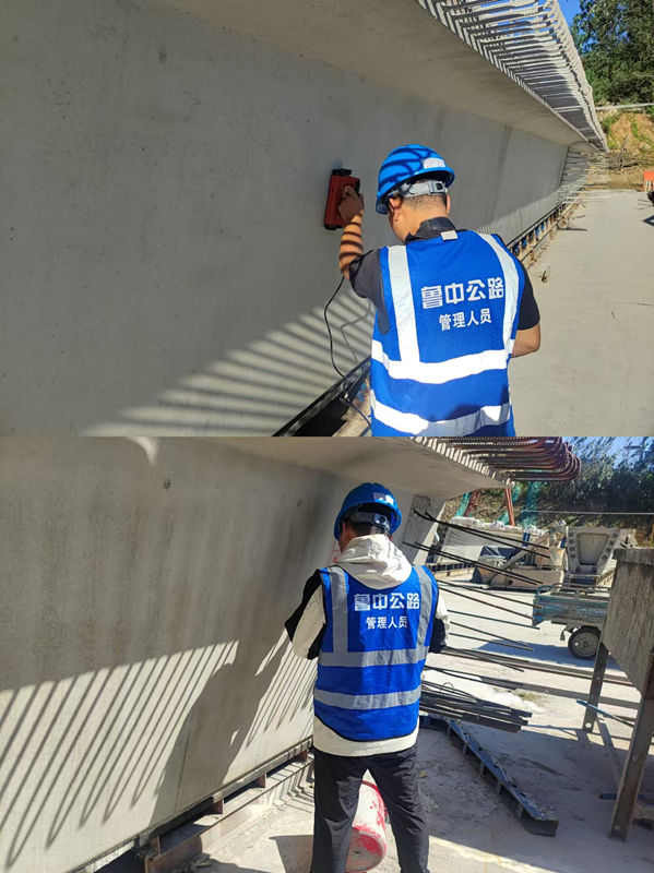 試驗(yàn)檢測(cè)人員檢測(cè)成品梁6K-V6a_副本