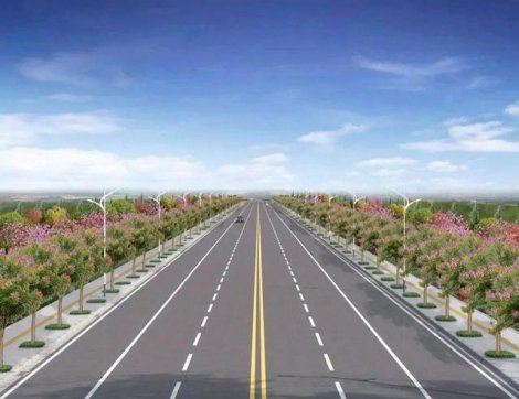 山東正在建設(shè)的一條高速公路，全線長292.5公里，分兩部分建設(shè)